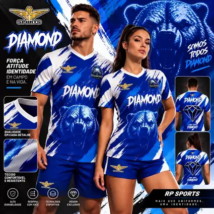 Arte Diamond RP SPORTS com modelos masculino e feminino