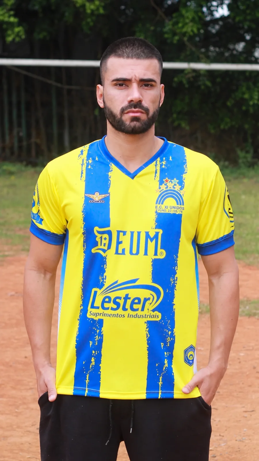 Uniforme amarelo e azul personalizado RP SPORTS