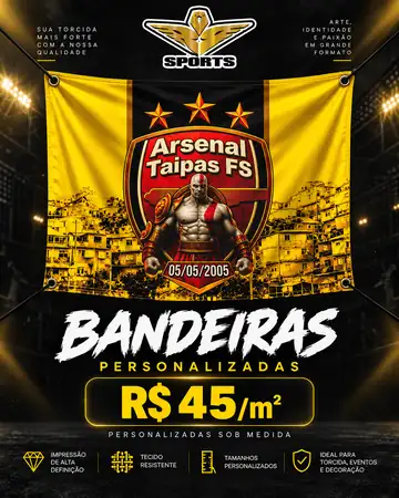 Bandeira personalizada Arsenal Taipas RP SPORTS